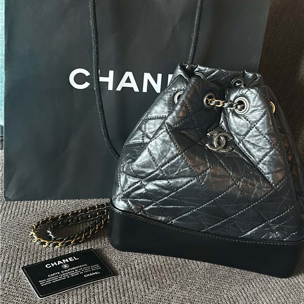 Chanel Gabrielle quilted leather backpack drawstring